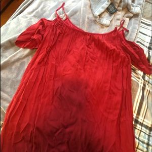red open shoulder dress